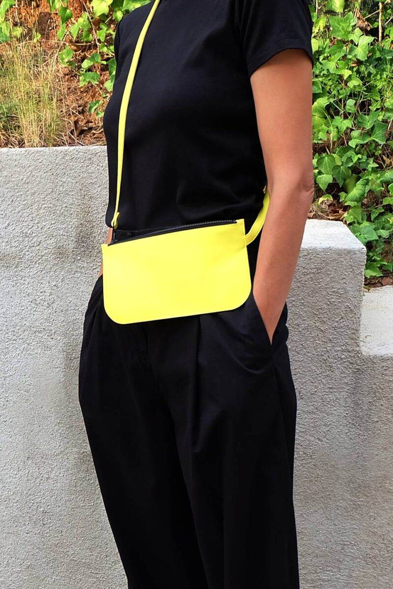 160 Crossbody Bag in Bright Yellow Nappa Leather | Clash Bags