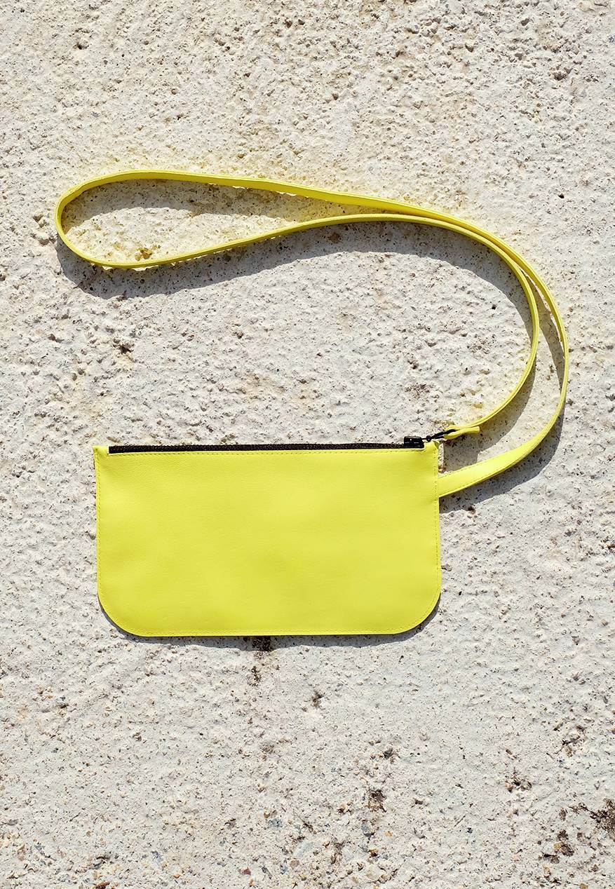 160 Crossbody Bag in Bright Yellow Nappa Leather ⎮CLASH BAGS
